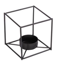 Firkantet lysestage - Sort til fyrfadslys 8x8x8cm