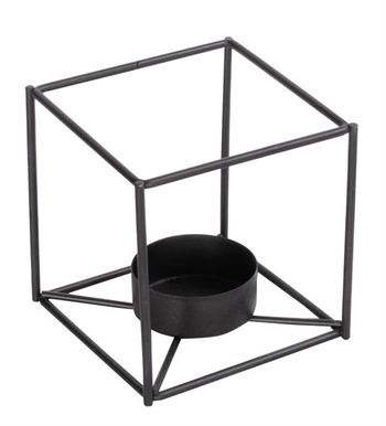 Firkantet lysestage - Sort til fyrfadslys 8x8x8cm